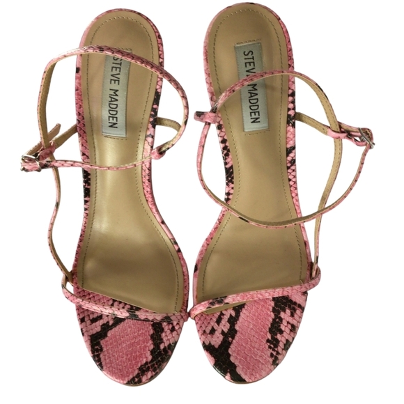 Steve Madden Shoes - Steve Madden Oaklyn Pink snake skin heeled sandal size 8.5 EUC